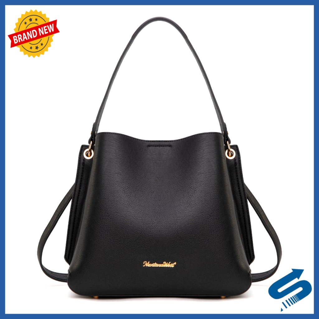 Medium Hobo Bucket Shoulder Bag With Crossbody Strap, Pu Leather